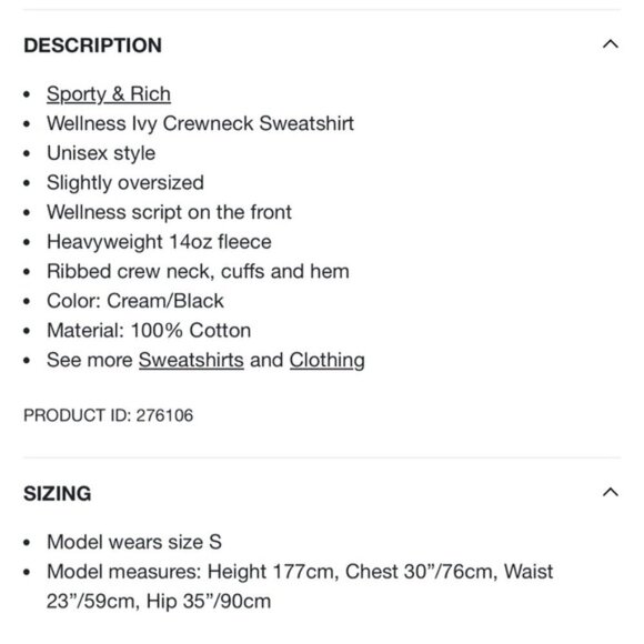 Sporty & Rich Wellness Ivy Crewneck Sweater XS - Picture 11 of 11